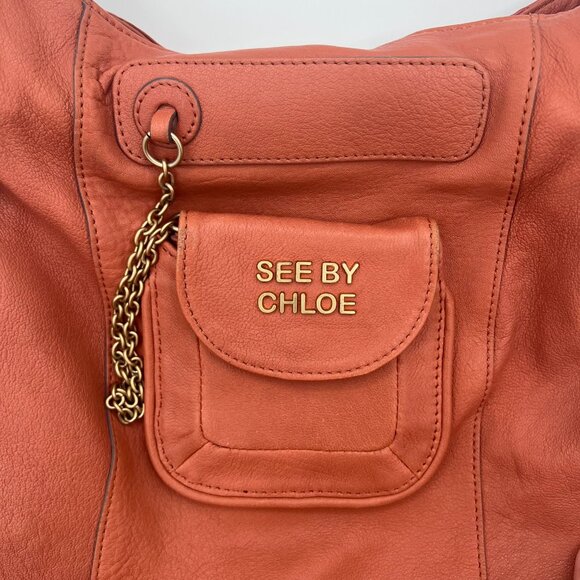 See by Chloé Cognac Leather Shoulder Bag with Removable Coin Pouch - Picture 2 of 11